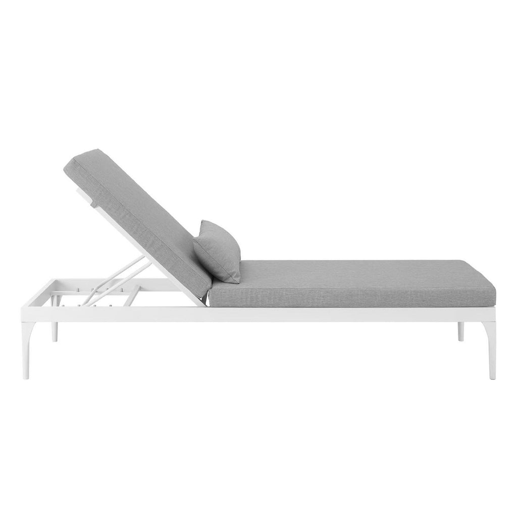 Perspective Cushion Outdoor Patio Chaise Lounge Chair - White Gray