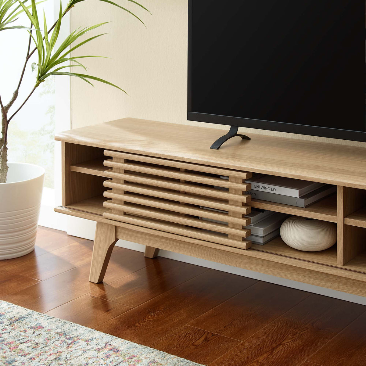 Render 70" Entertainment Center TV Stand - Oak