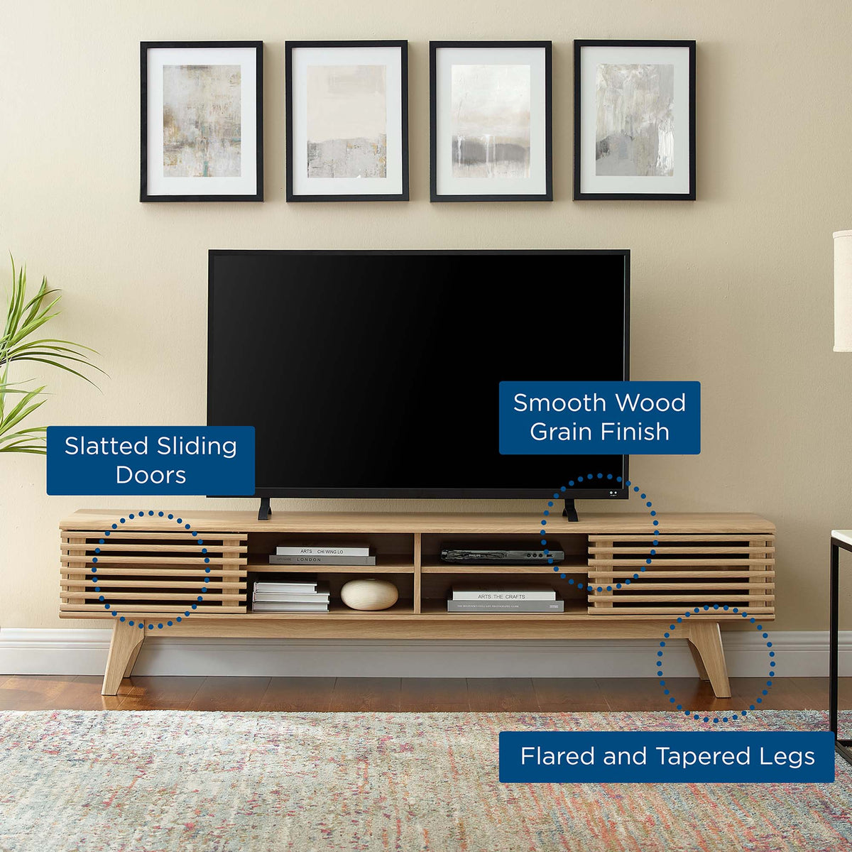Render 70" Entertainment Center TV Stand - Oak