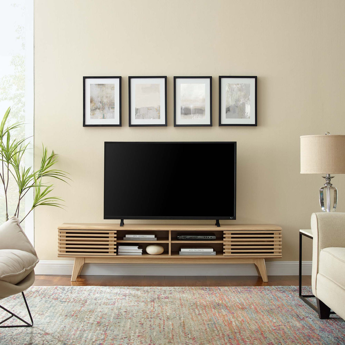 Render 70" Entertainment Center TV Stand - Oak