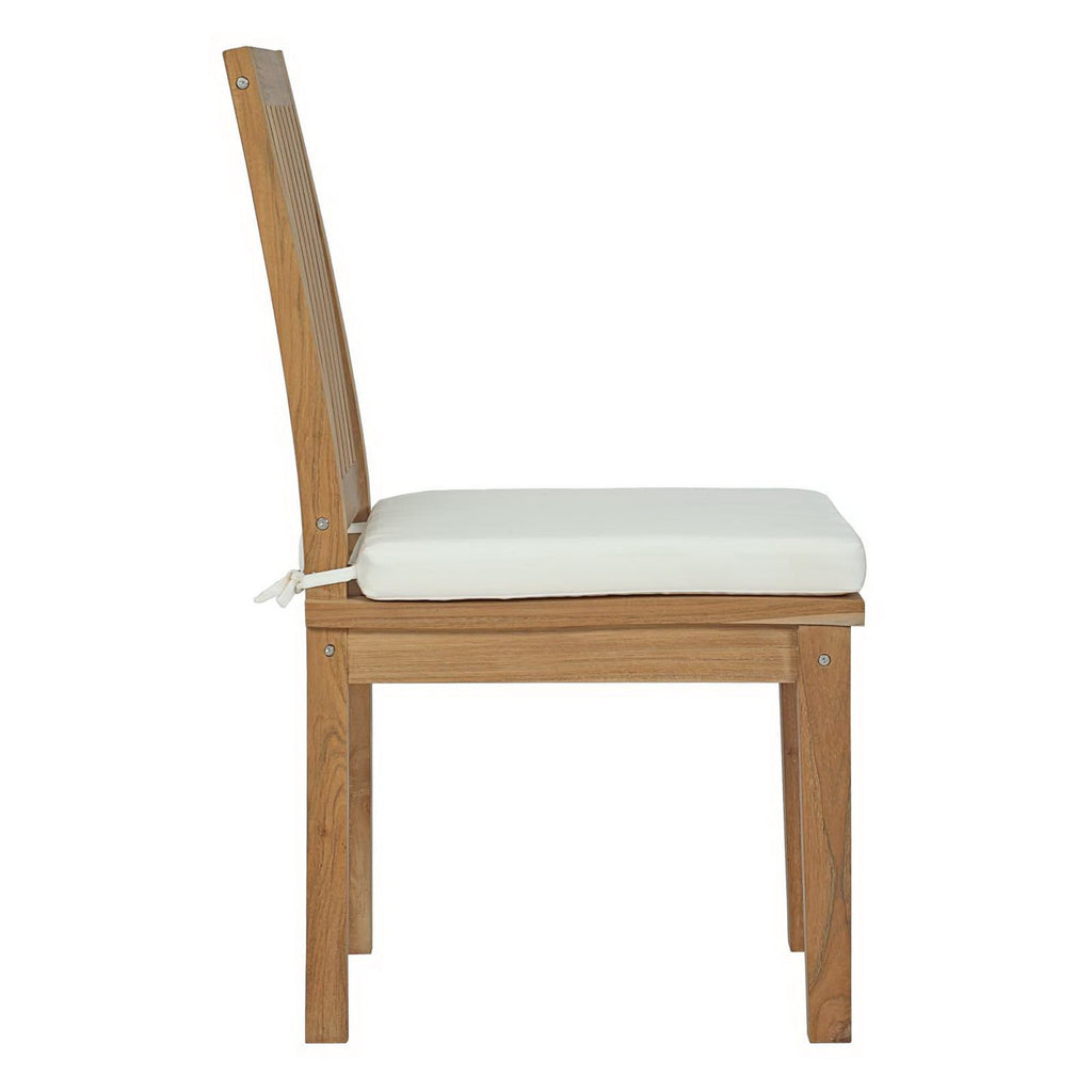 Marina 7 Piece Outdoor Patio Teak Dining Set - Natural White (Table, 6 Side Chairs)