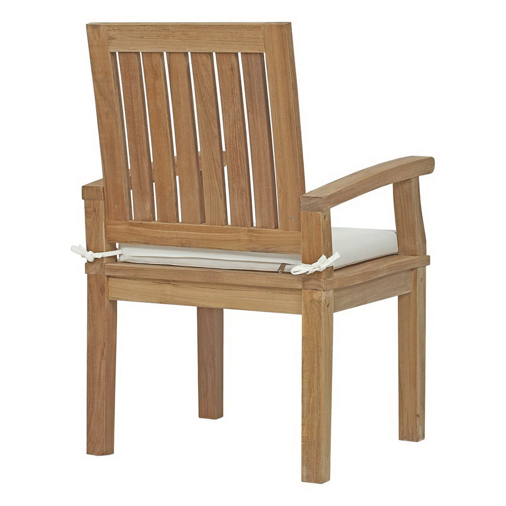 Marina 7 Piece Outdoor Patio Teak Dining Set - Natural White (Table, 6 Armchairs)