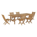 Marina 7 Piece Outdoor Patio Teak Dining Set - Natural (EEI-3309-NAT-SET)