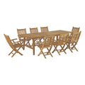 Marina 9 Piece Outdoor Patio Teak Dining Set - Natural (EEI-3314-NAT-SET)