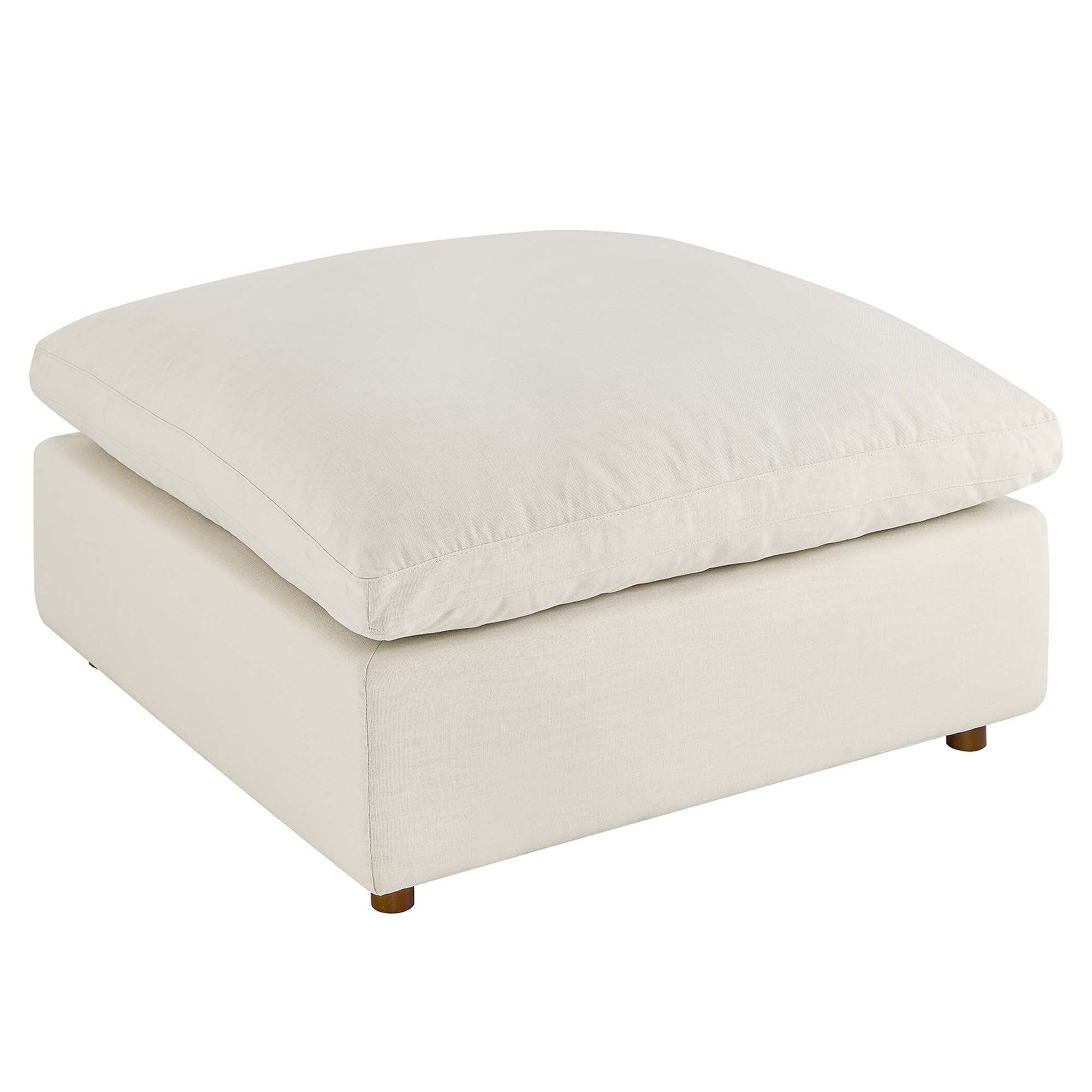 Commix Down Filled Overstuffed Ottoman - Light Beige