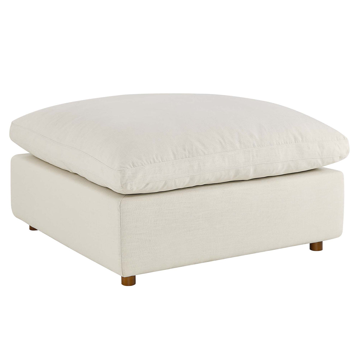 Commix Down Filled Overstuffed Ottoman - Light Beige
