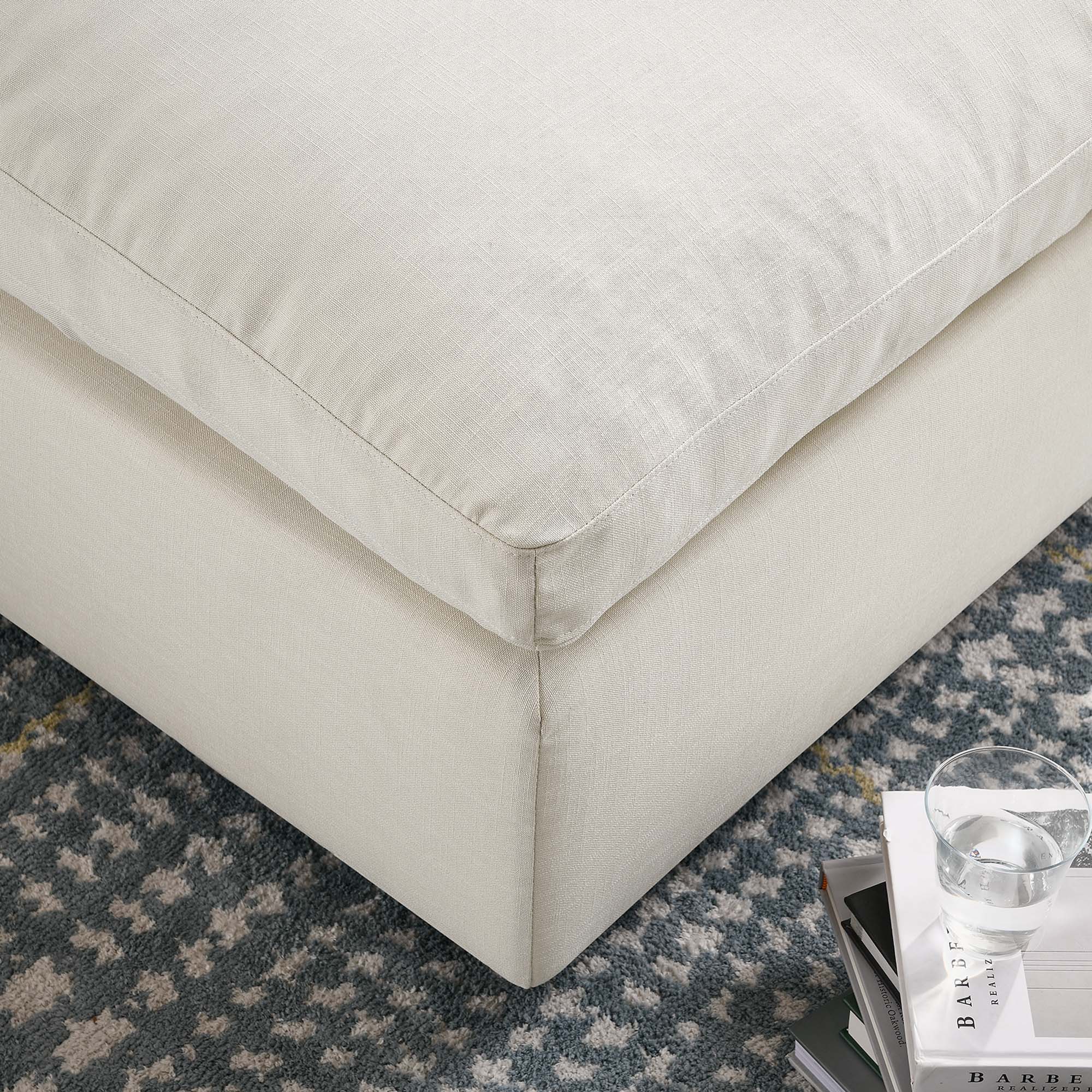 Commix Down Filled Overstuffed Ottoman - Light Beige