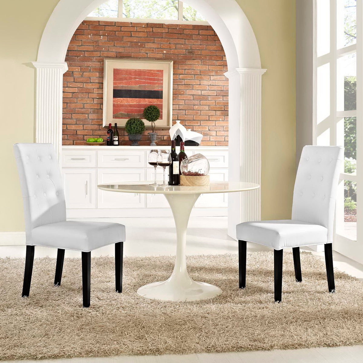 Confer Vinyl Dining Side Chair Set of 2 - White