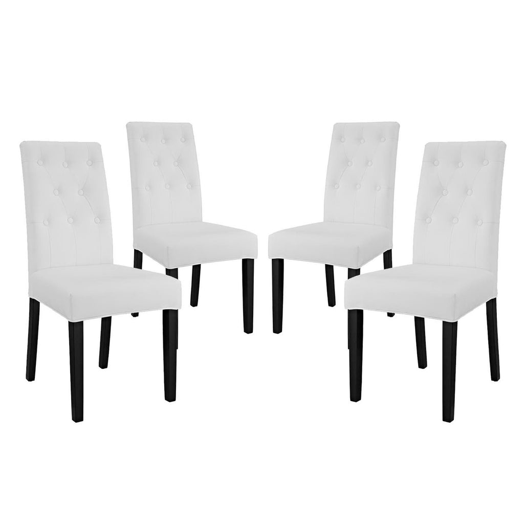 Confer Vinyl Dining Side Chair Set of 4 - White