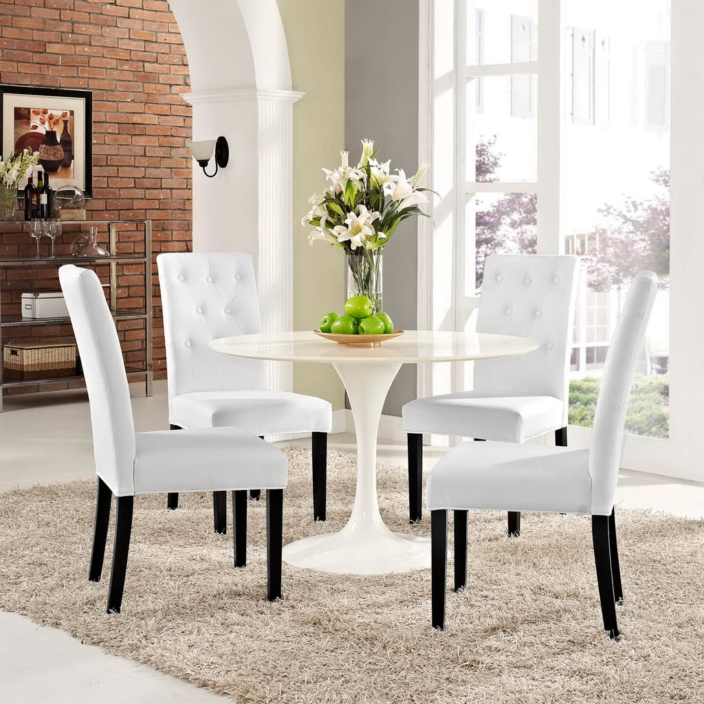 Confer Vinyl Dining Side Chair Set of 4 - White