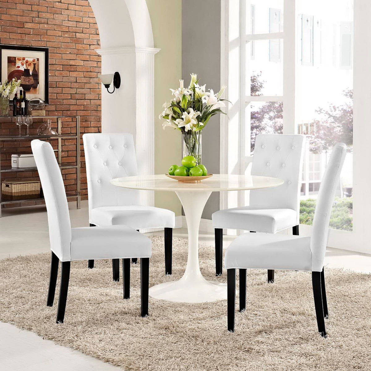 Confer Vinyl Dining Side Chair Set of 4 - White