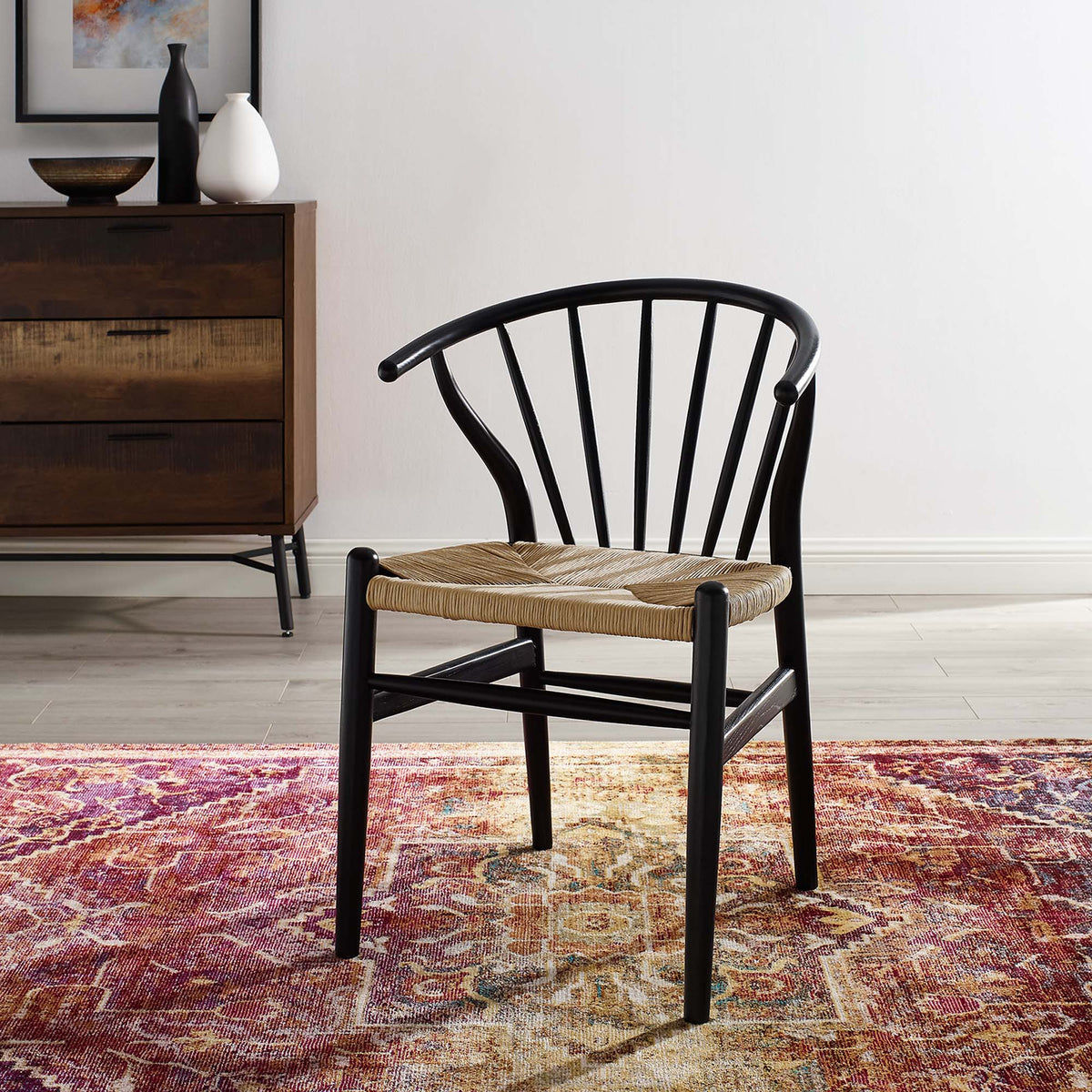 Flourish Spindle Wood Dining Side Chair - Black