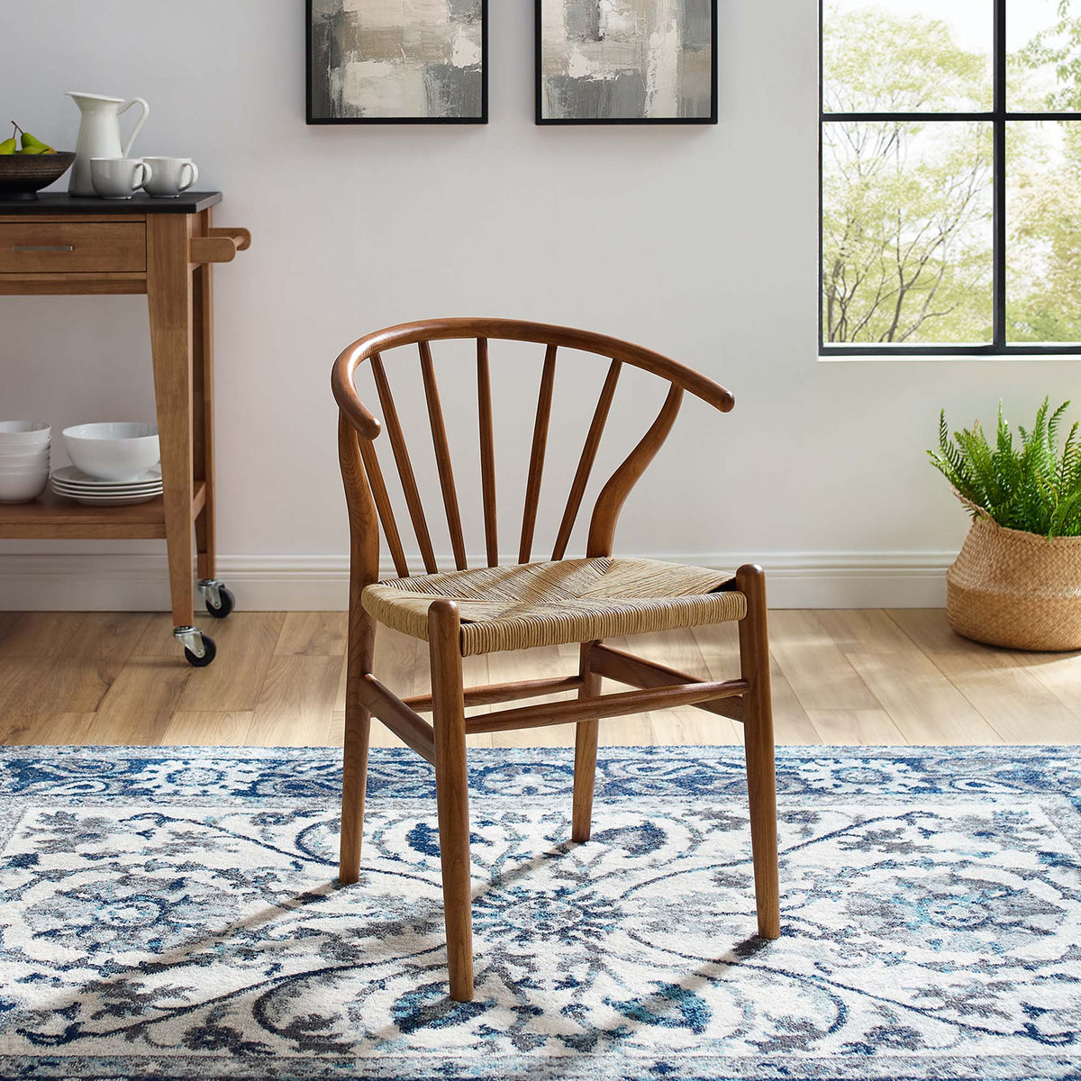 Flourish Spindle Wood Dining Side Chair - Walnut