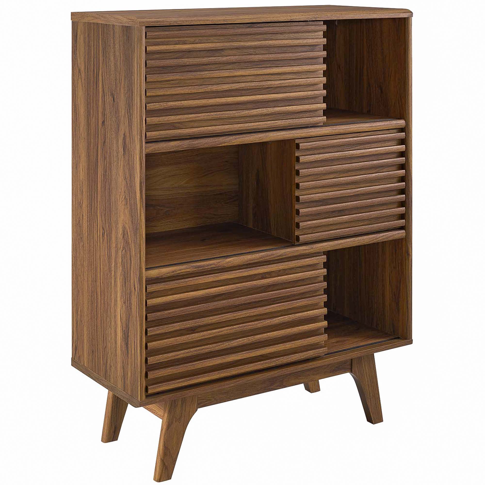 Render Three-Tier Display Storage Cabinet Stand - Walnut