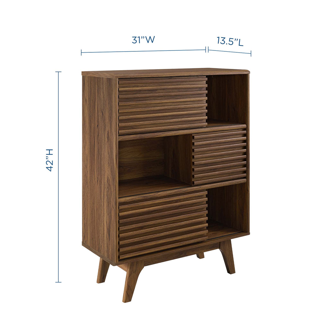Render Three-Tier Display Storage Cabinet Stand - Walnut