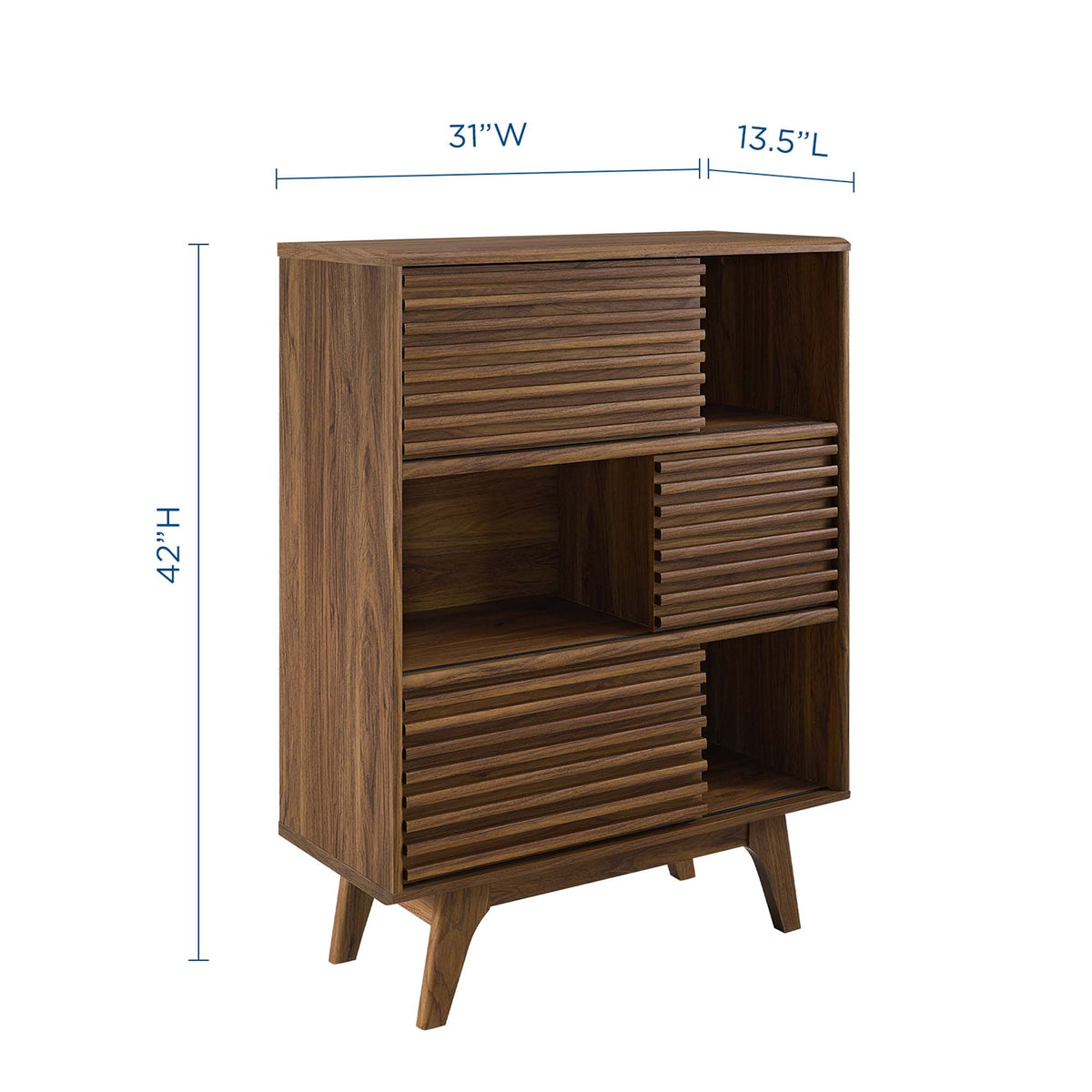 Render Three-Tier Display Storage Cabinet Stand - Walnut