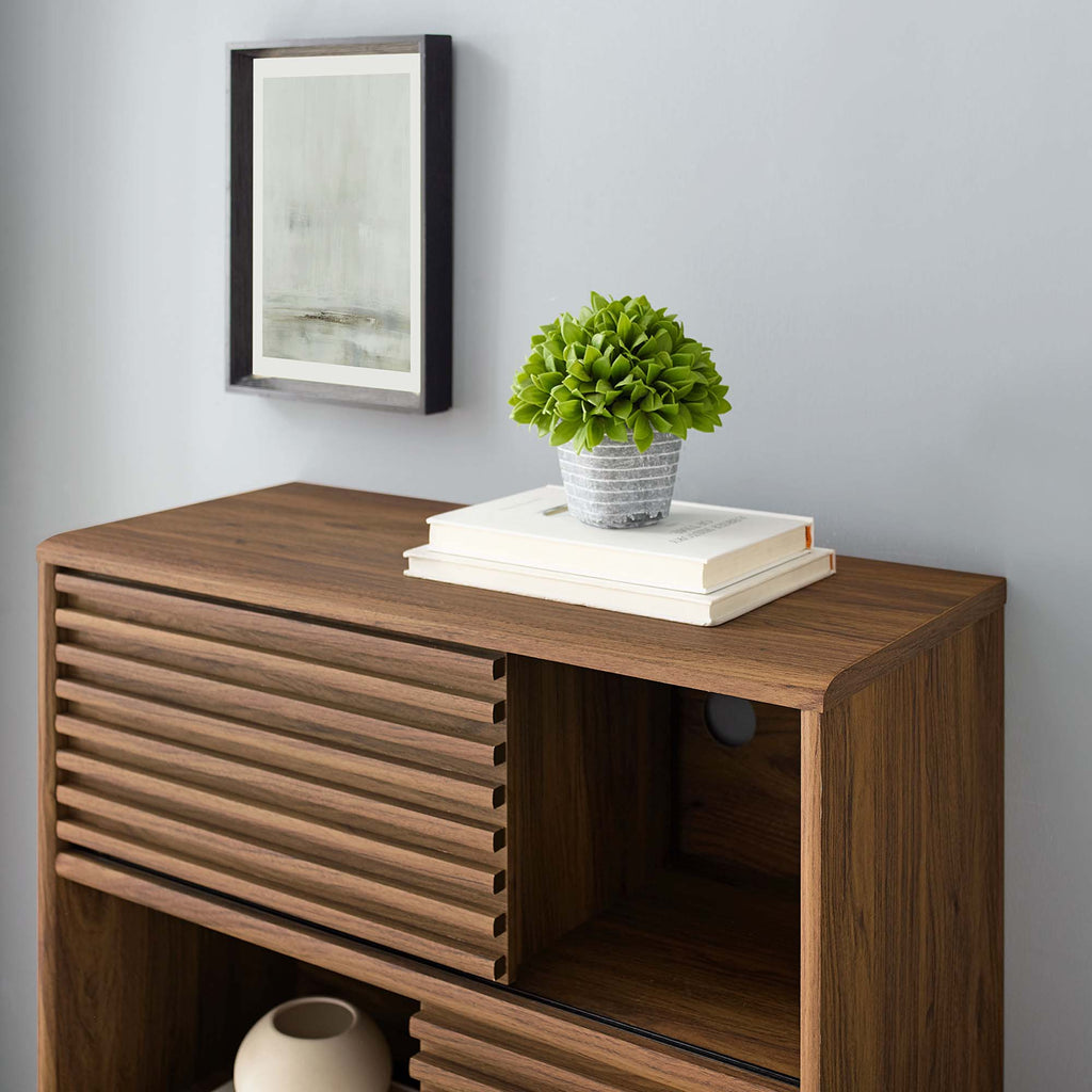 Render Three-Tier Display Storage Cabinet Stand - Walnut
