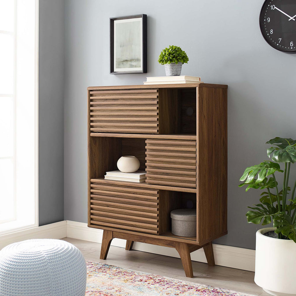Render Three-Tier Display Storage Cabinet Stand - Walnut