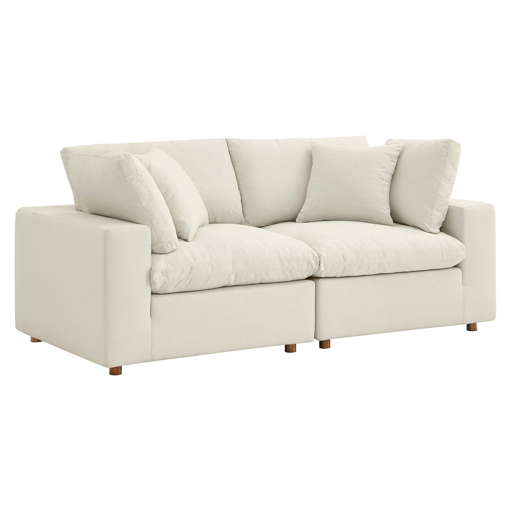 Commix 2 Piece Down Filled Overstuffed Sectional Sofa Set - Light Beige