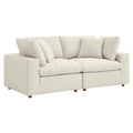 Commix 2 Piece Down Filled Overstuffed Sectional Sofa Set - Light Beige