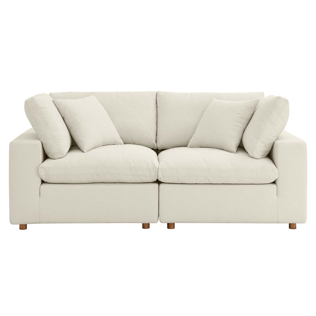 Commix 2 Piece Down Filled Overstuffed Sectional Sofa Set - Light Beige