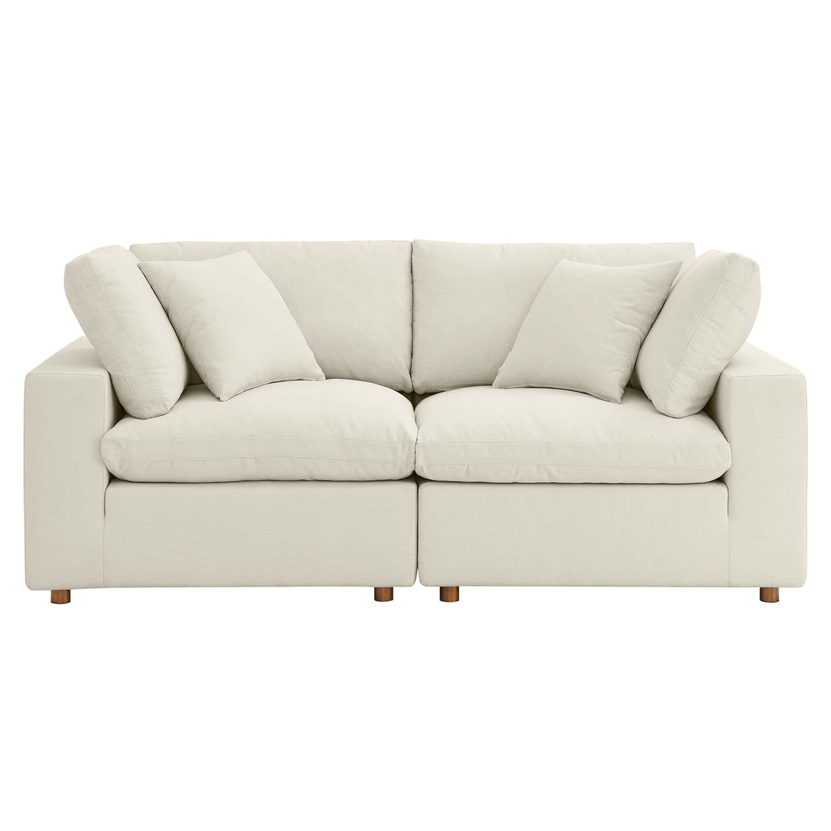 Commix 2 Piece Down Filled Overstuffed Sectional Sofa Set - Light Beige