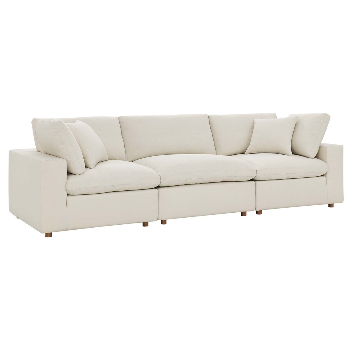 Commix 3 Piece Down Filled Overstuffed Sectional Sofa Set - Light Beige