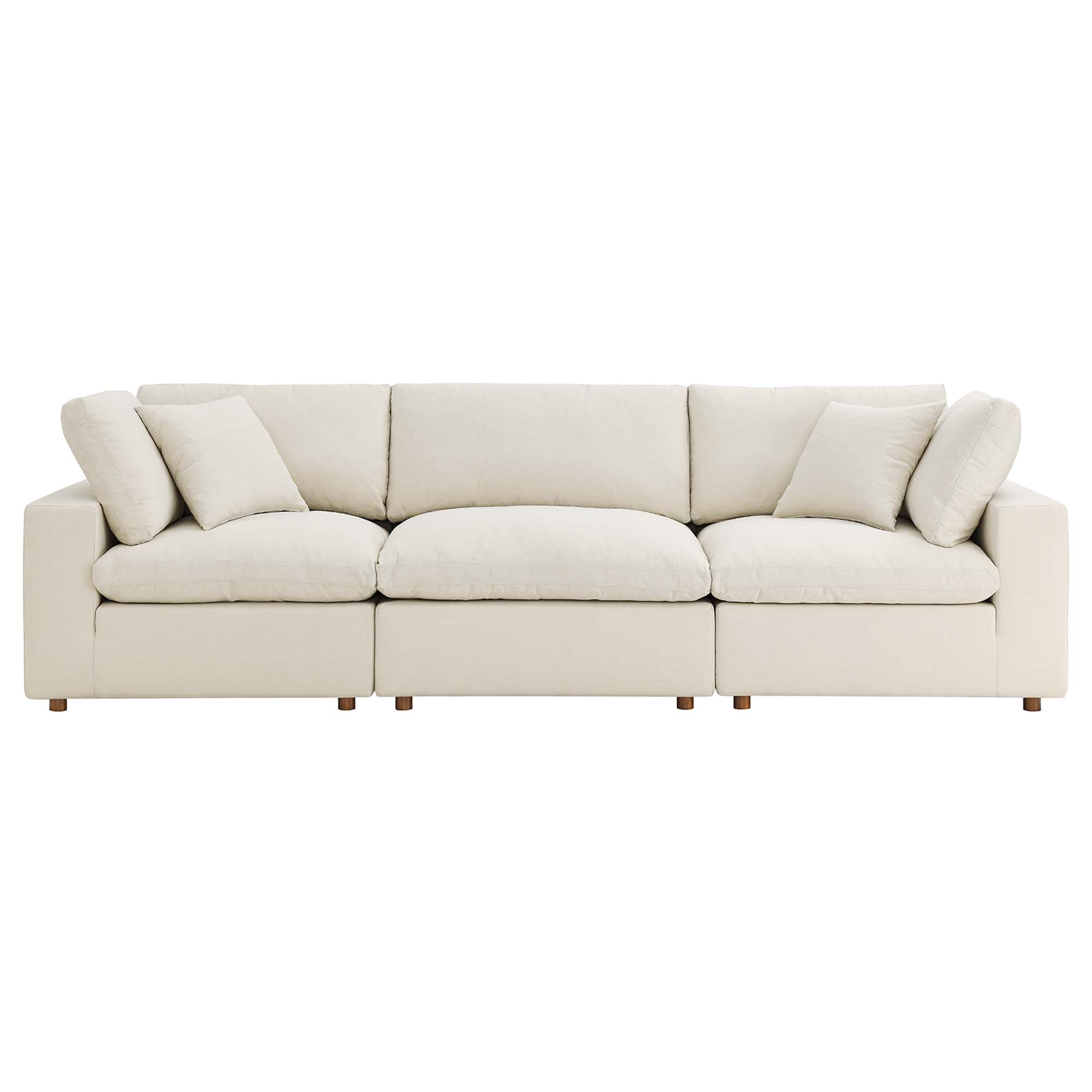 Commix 3 Piece Down Filled Overstuffed Sectional Sofa Set - Light Beige