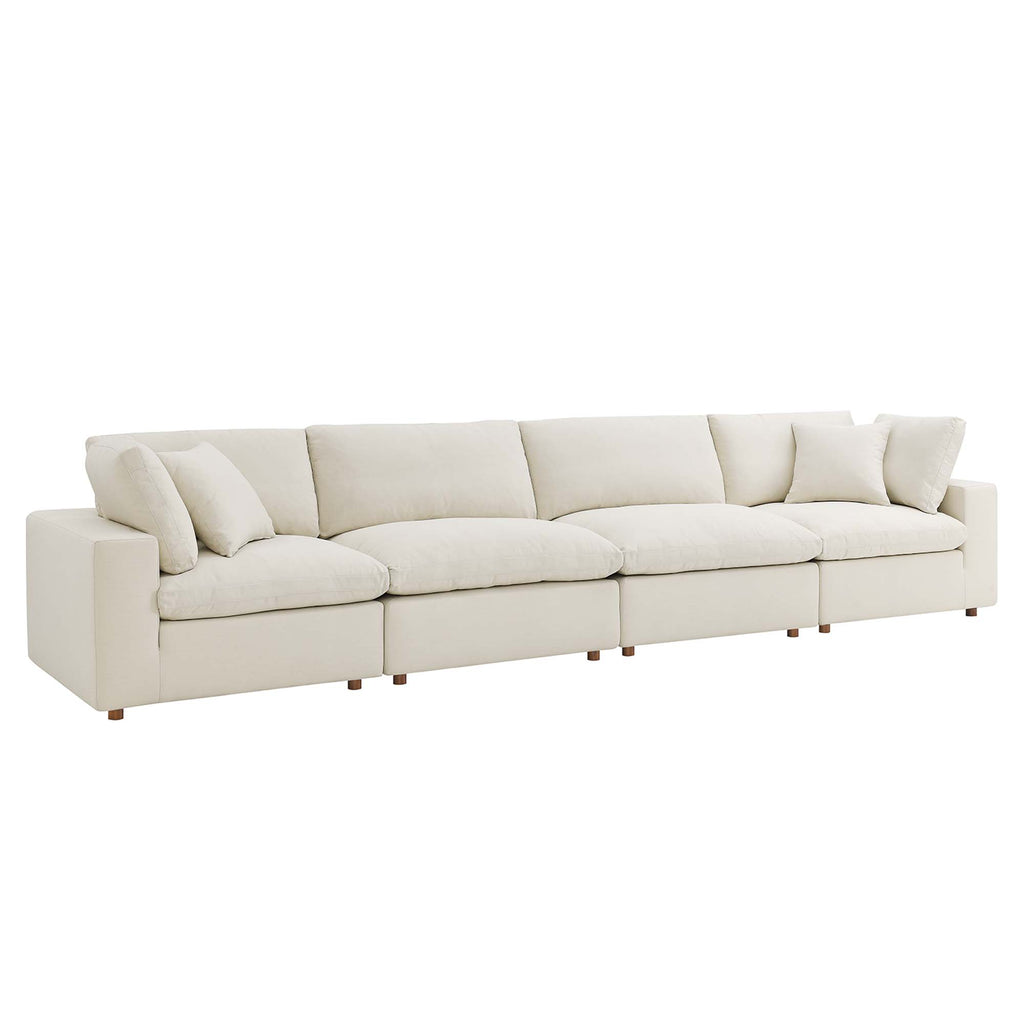 Commix 4 Piece Down Filled Overstuffed Sectional Sofa Set - Light Beige (2 Armless Chairs, 2 Corner Chairs)