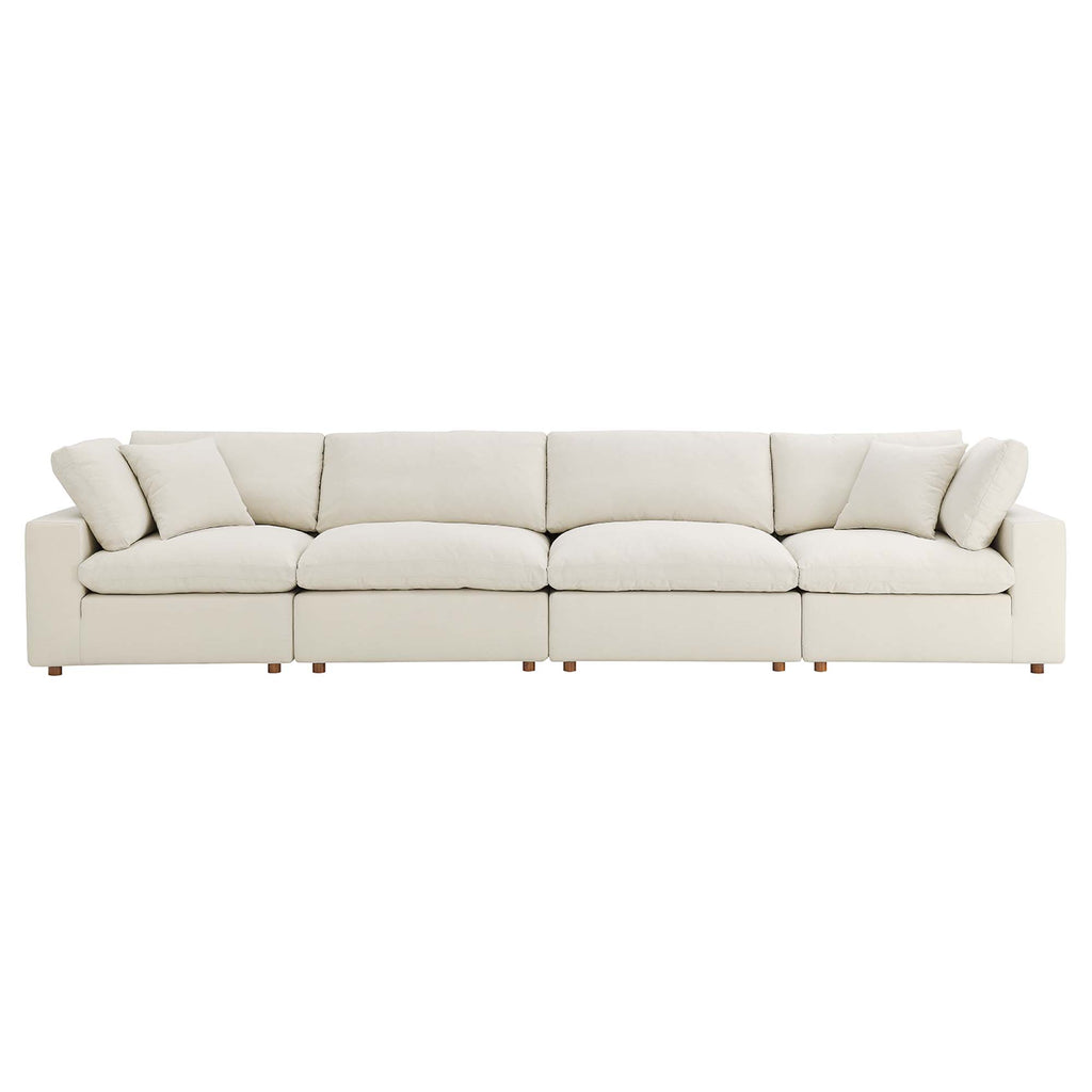 Commix 4 Piece Down Filled Overstuffed Sectional Sofa Set - Light Beige (2 Armless Chairs, 2 Corner Chairs)