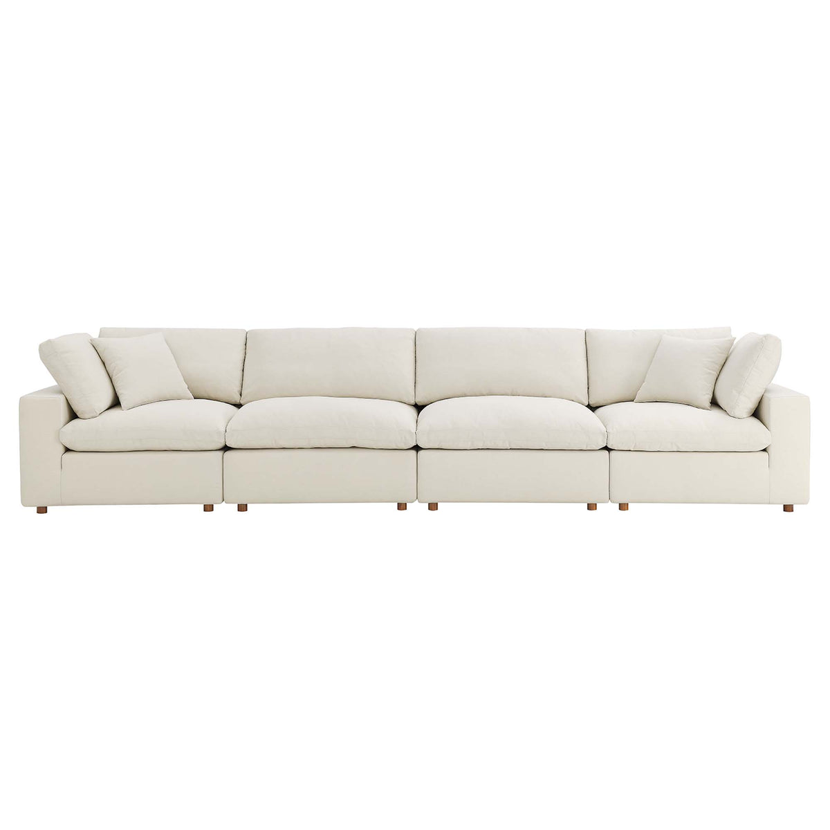 Commix 4 Piece Down Filled Overstuffed Sectional Sofa Set - Light Beige (2 Armless Chairs, 2 Corner Chairs)