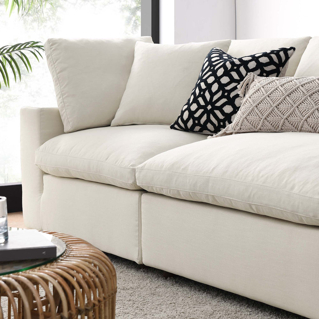 Commix 4 Piece Down Filled Overstuffed Sectional Sofa Set - Light Beige (2 Armless Chairs, 2 Corner Chairs)