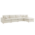 Commix 5 Piece Down Filled Overstuffed Sectional Sofa Set - Light Beige