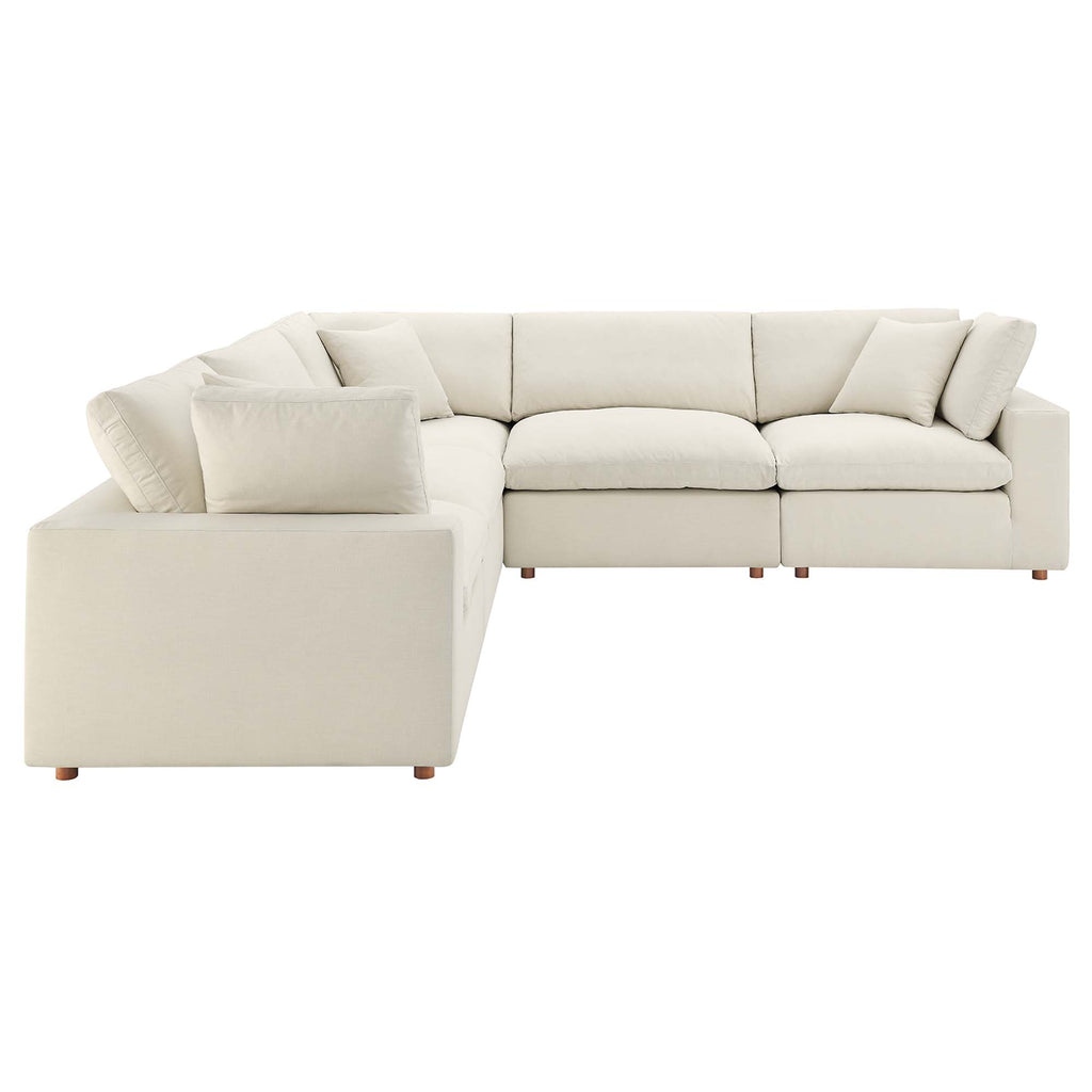 Commix 5 Piece Down Filled Overstuffed Sectional Sofa - Light Beige