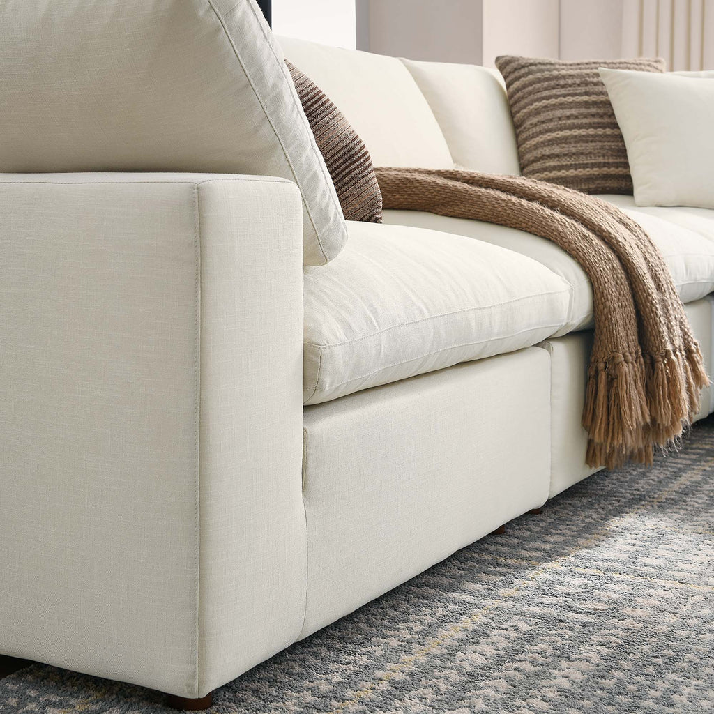 Commix 5 Piece Down Filled Overstuffed Sectional Sofa - Light Beige