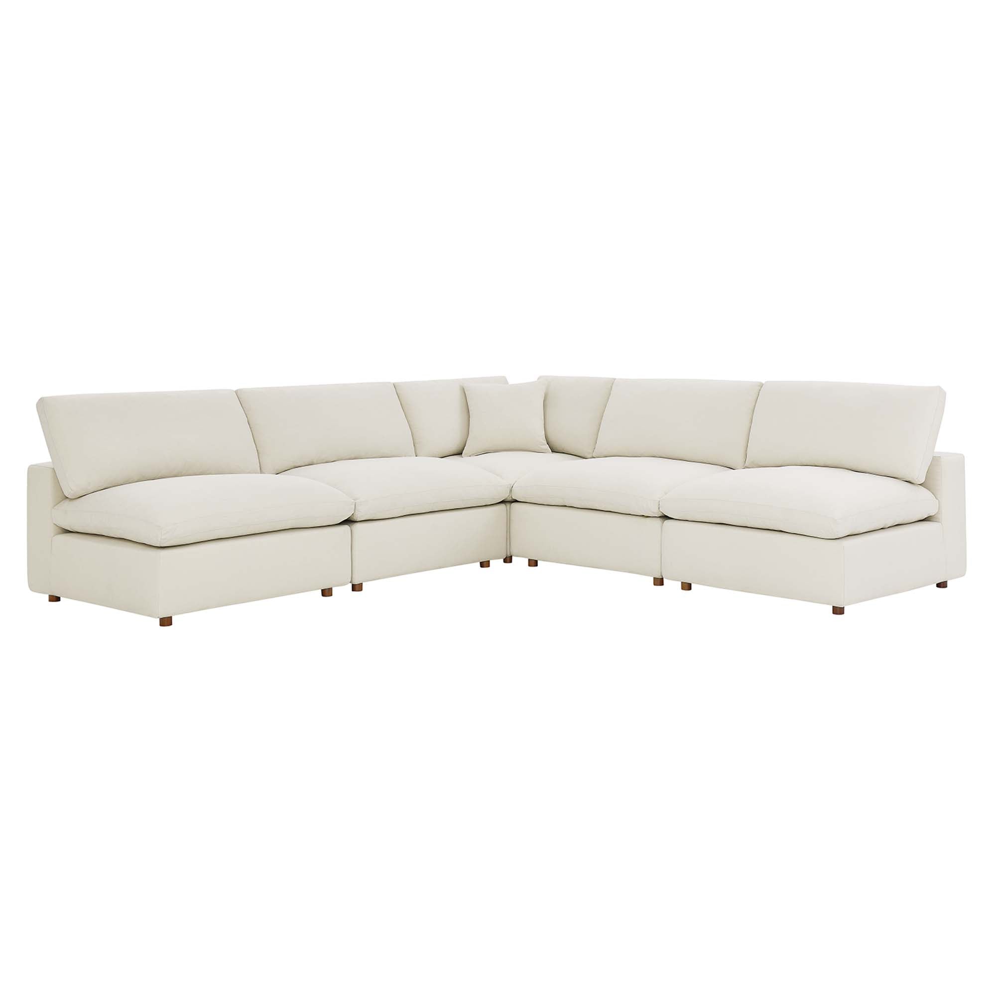 Commix 5-Piece Down Filled Overstuffed Armless Sectional Sofa - Light Beige