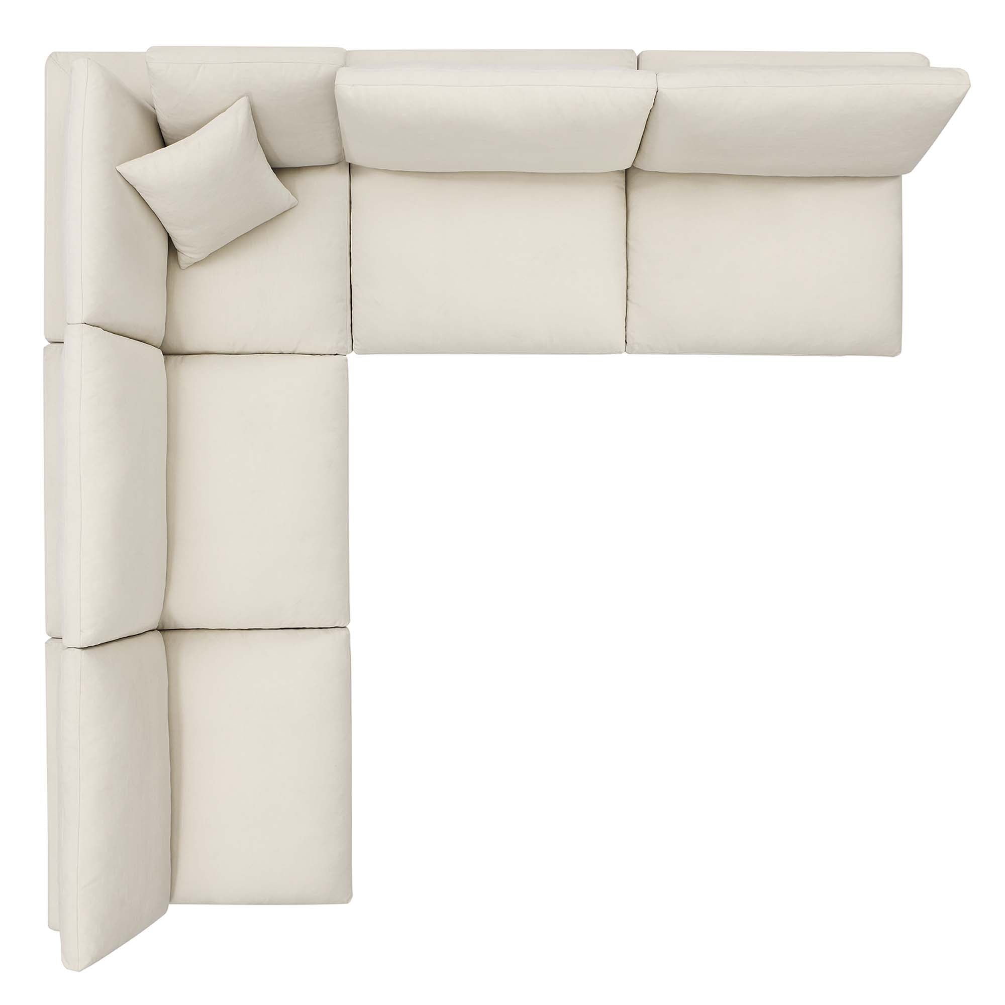 Commix 5-Piece Down Filled Overstuffed Armless Sectional Sofa - Light Beige