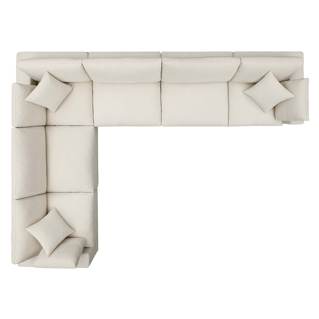 Commix 6 Piece Down Filled Overstuffed Sectional Sofa Set - Light Beige