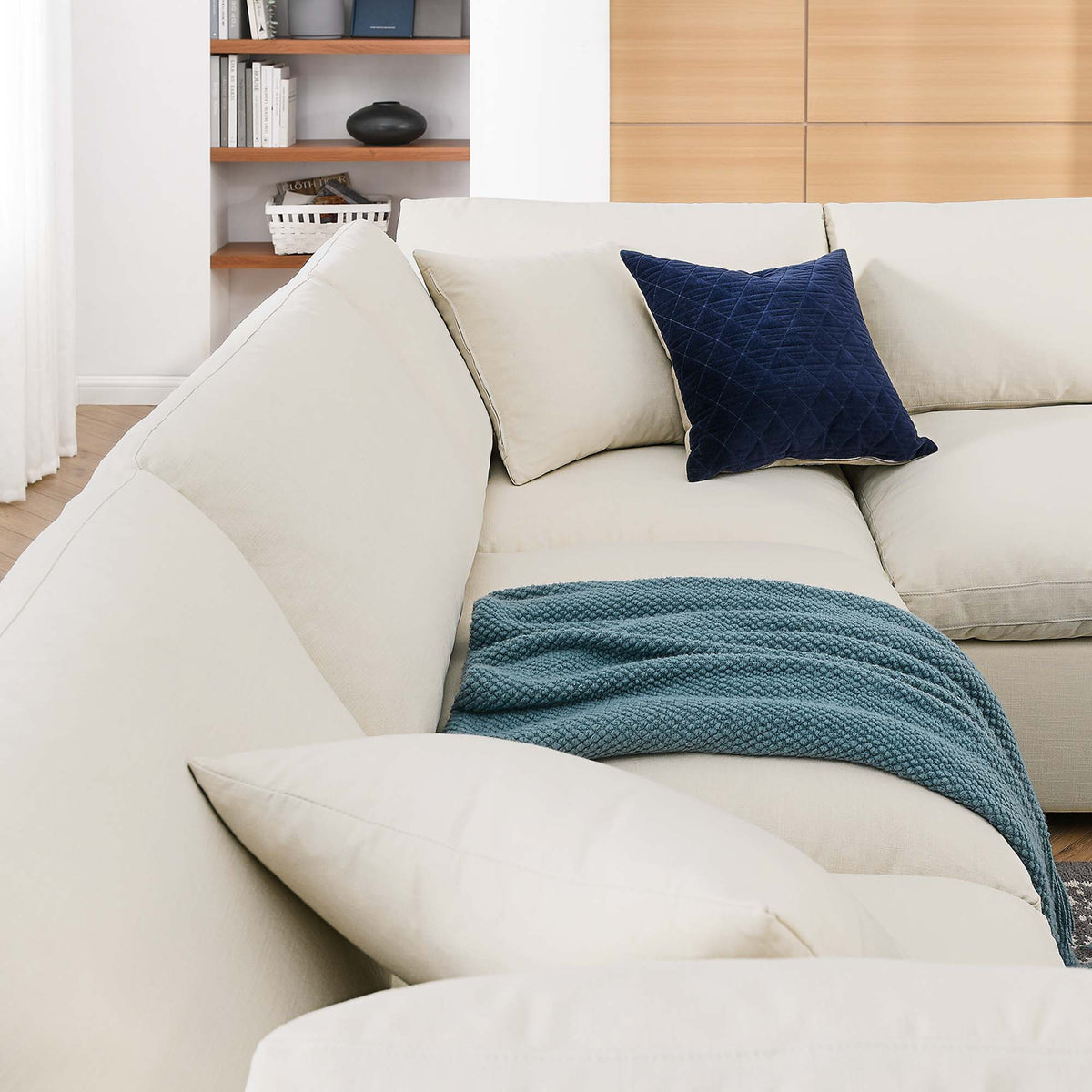 Commix 6 Piece Down Filled Overstuffed Sectional Sofa Set - Light Beige