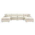 Commix 6-Piece Down Filled Overstuffed Sectional Sofa - Light Beige (2 Armless Chairs, 2 Corner Chairs, 2 Ottomans)