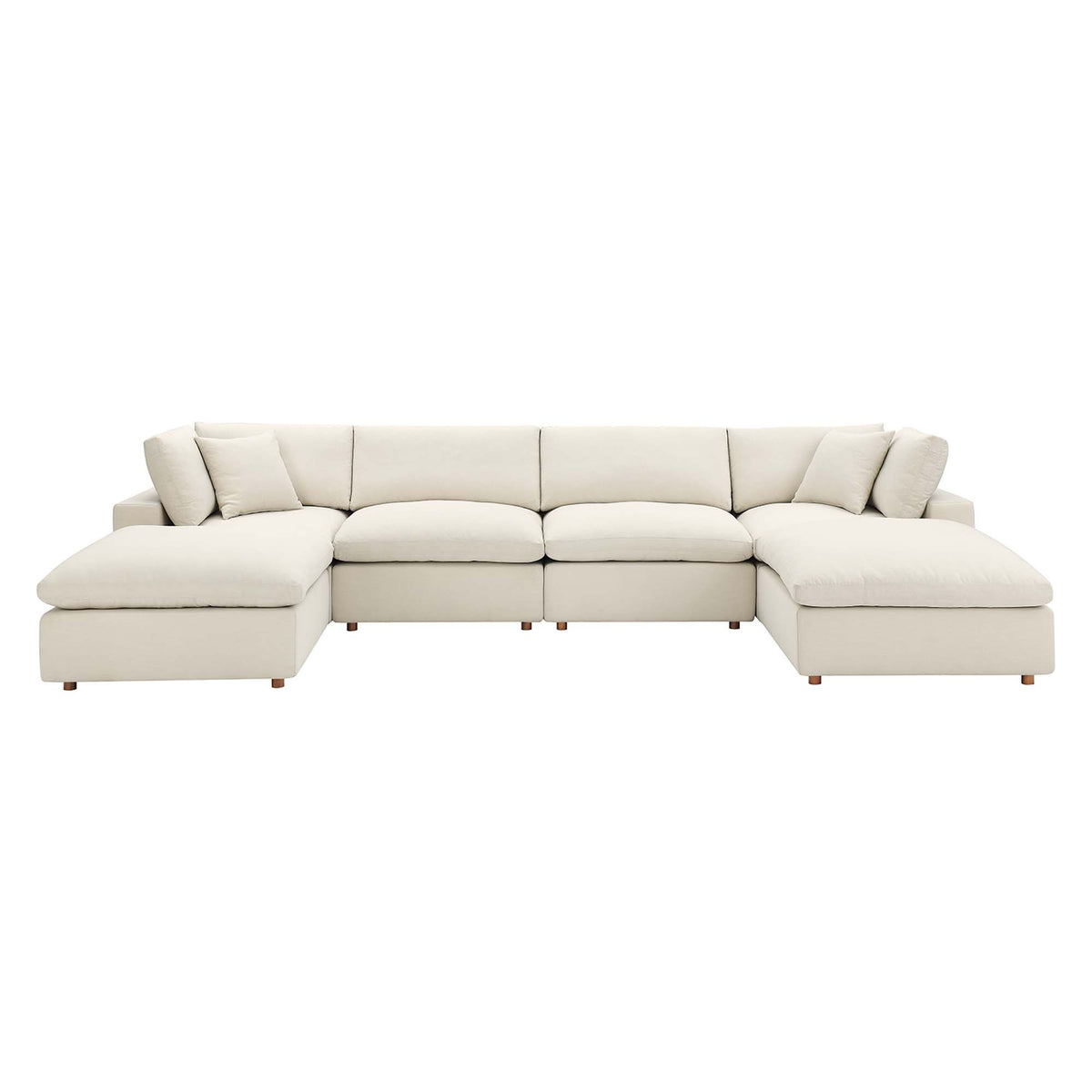 Commix 6-Piece Down Filled Overstuffed Sectional Sofa - Light Beige (2 Armless Chairs, 2 Corner Chairs, 2 Ottomans)