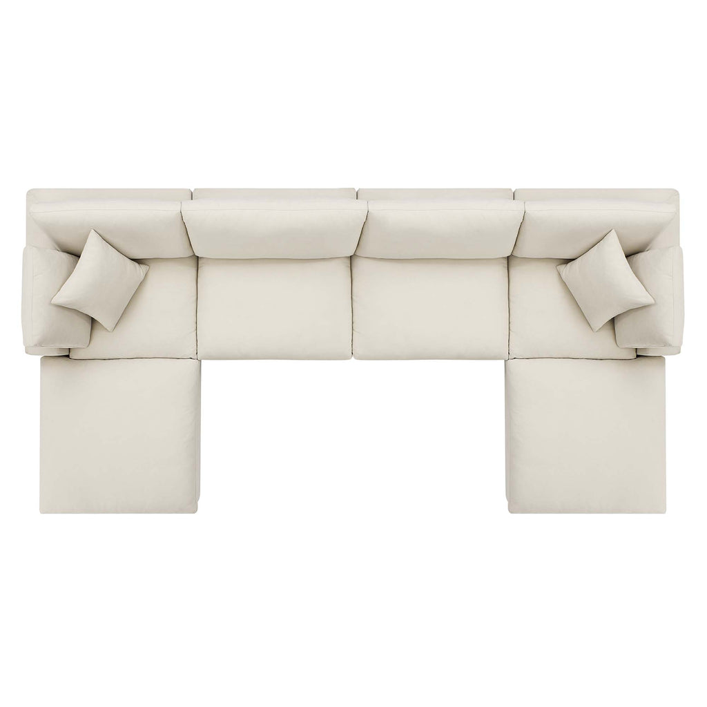 Commix 6-Piece Down Filled Overstuffed Sectional Sofa - Light Beige (2 Armless Chairs, 2 Corner Chairs, 2 Ottomans)