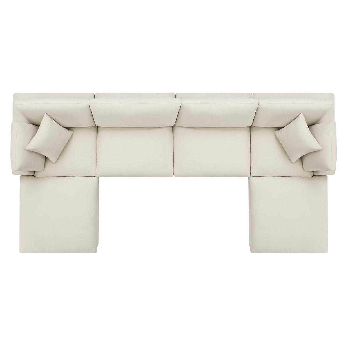 Commix 6-Piece Down Filled Overstuffed Sectional Sofa - Light Beige (2 Armless Chairs, 2 Corner Chairs, 2 Ottomans)