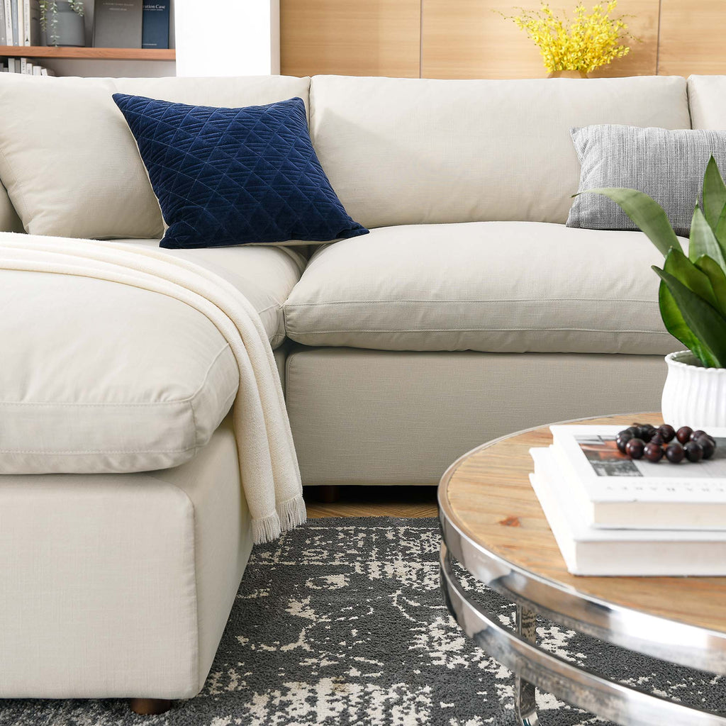 Commix 6-Piece Down Filled Overstuffed Sectional Sofa - Light Beige (2 Armless Chairs, 2 Corner Chairs, 2 Ottomans)