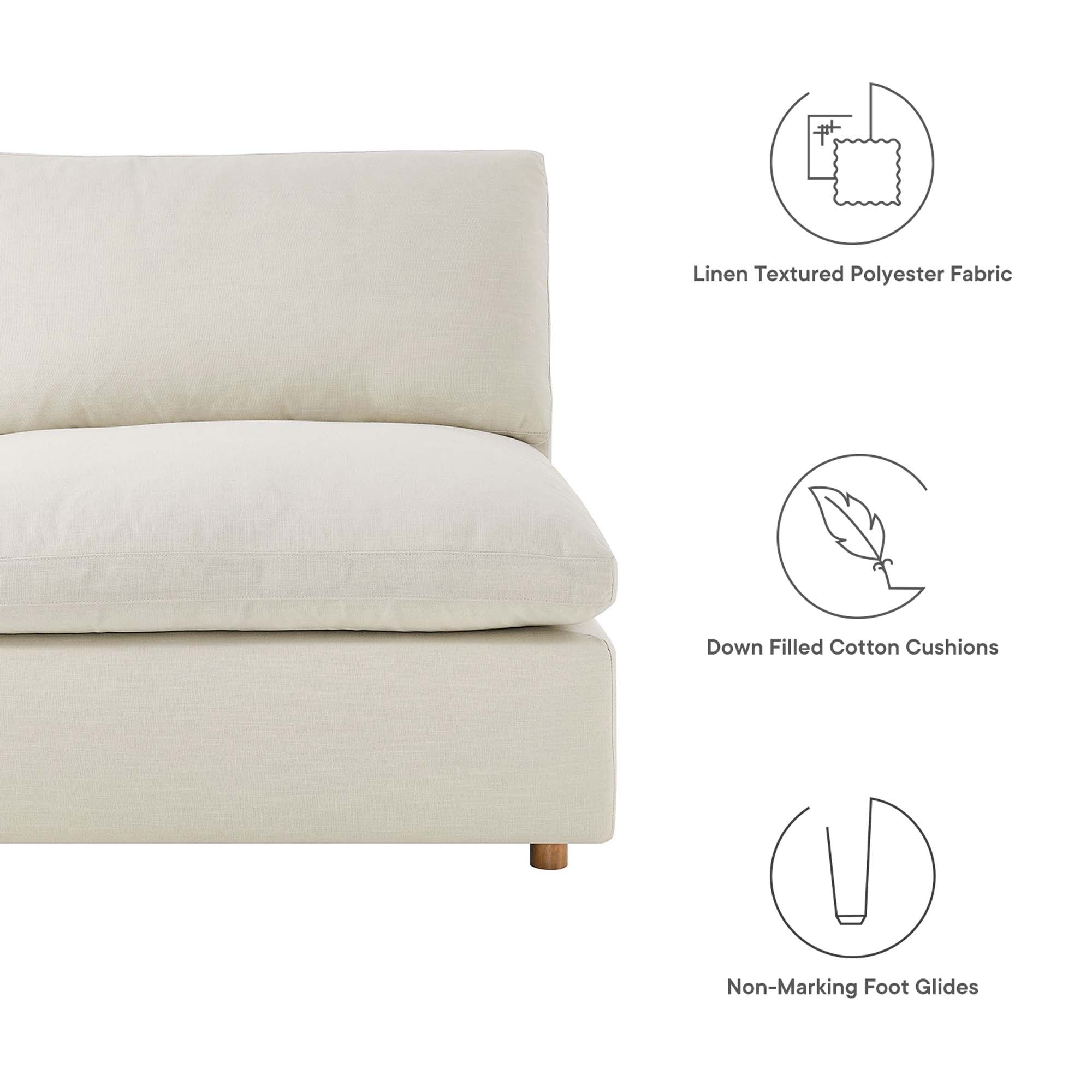Commix 8-Piece Down Filled Overstuffed Sectional Sofa - Light Beige