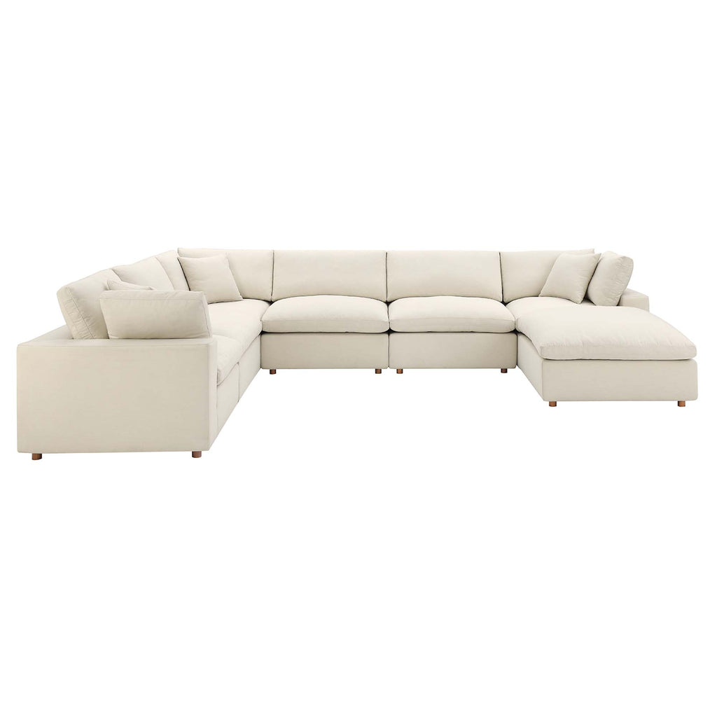 Commix 7-Piece Down Filled Overstuffed Sectional Sofa - Light Beige
