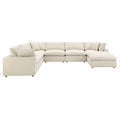 Commix 7-Piece Down Filled Overstuffed Sectional Sofa - Light Beige