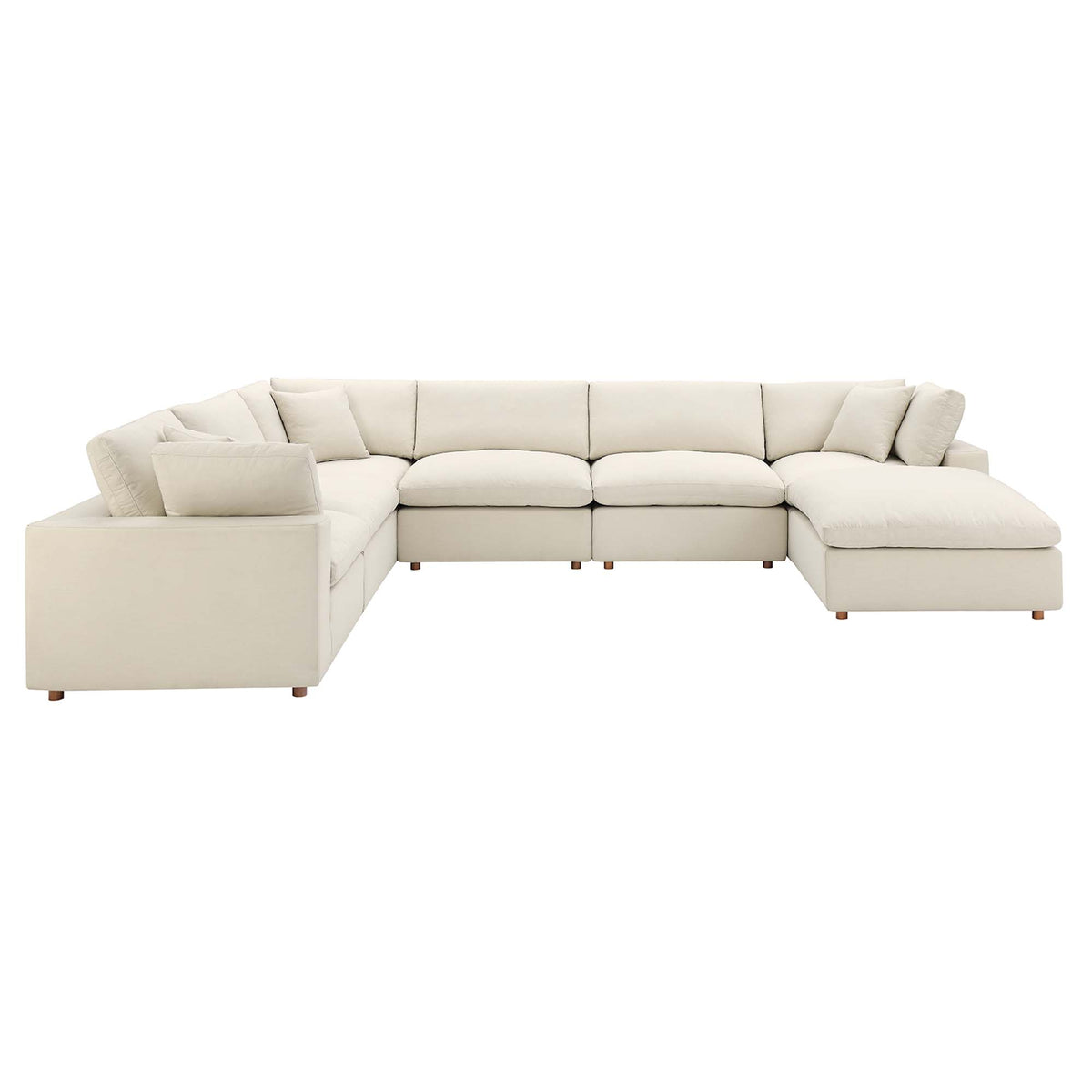 Commix 7-Piece Down Filled Overstuffed Sectional Sofa - Light Beige