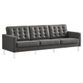 Loft Tufted Vegan Leather Sofa - Silver Gray