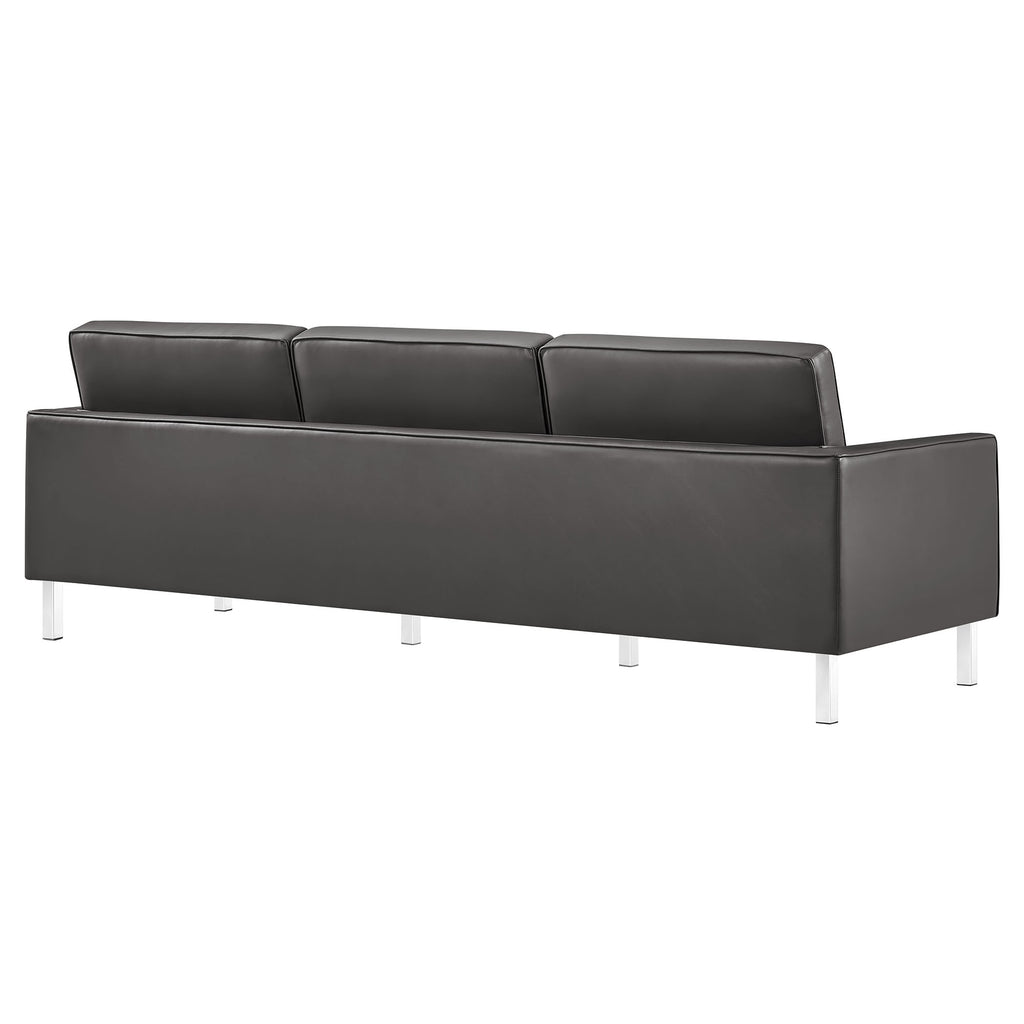Loft Tufted Vegan Leather Sofa - Silver Gray